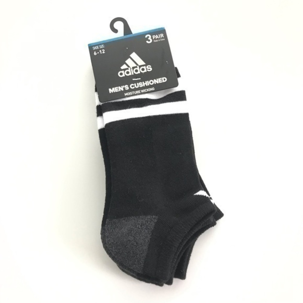 Adidas men’s no show cushioned socks 3 pair size 6-12